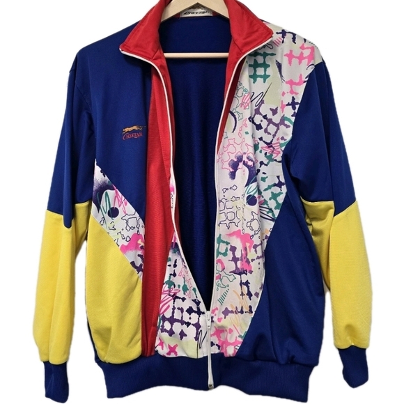 Hotdogger Looking Windbreaker Jacket Vintage Blue RedColorblock Size Xlarge 80